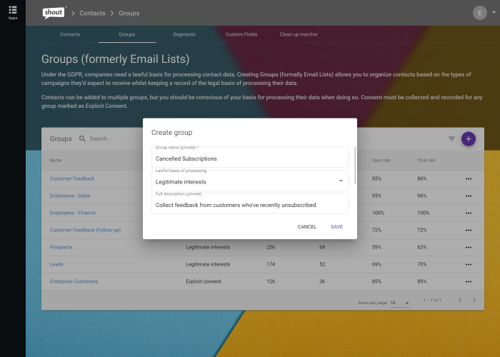 Group CRM Contacts And Track Lawful Basis For Processing Data