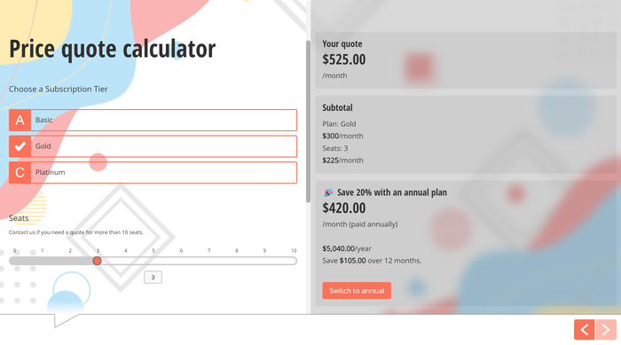 Ask Multiple Questions Per Page With A Custom Price Quote Calculator