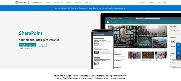 Microsoft SharePoint Business Communication Software